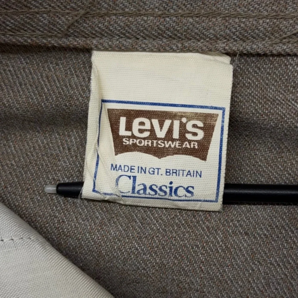 Vintage Levis Sportswear Classics Mens Tan Wool‎ Blend Trousers Made in UK 38x34